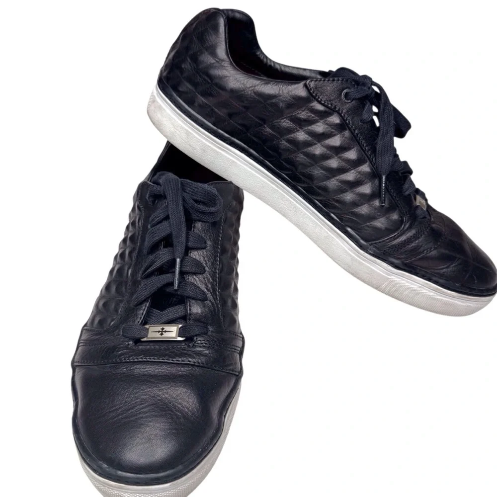Mark Nason Fashion Sneakers Black Quilted Diamond Textured Leather Men’s US 11.5